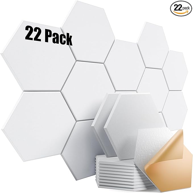 22 Pack Self-Adhesive Acoustic Panels 12" X 10" X 0.4" by Dailycooper