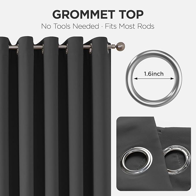 Joydeco Blackout Patio Sliding Door Curtains 108 Inches Long, Grommet Privacy - Image 9