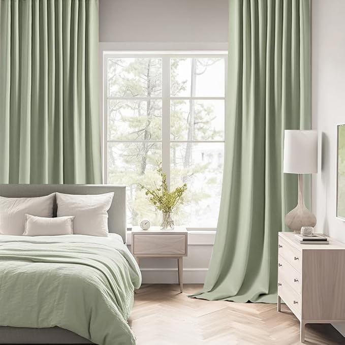 MIULEE Back Tab Sage Green Curtains 84 Inch Length 2 Panels Set - Image 2