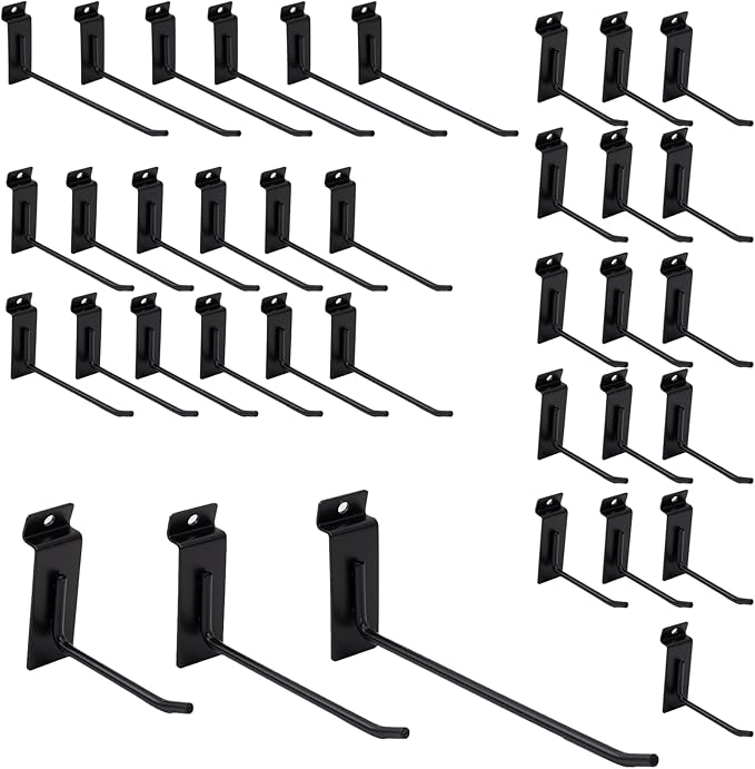 Slatwall Hangers & Hooks 34 Pcs 4-8 Inch, Metal Slatwall Paneling Hooks by FRAYSCENT