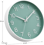 Roymnie Wall Clock Green, Silent Wall Clocks Battery Operated 8 Inch-Modern Non - Image 3
