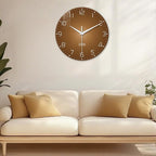 XNM Minimalist Wall Clock for Office Round Brown Wall Clock Battery Operated 20 - Image 4