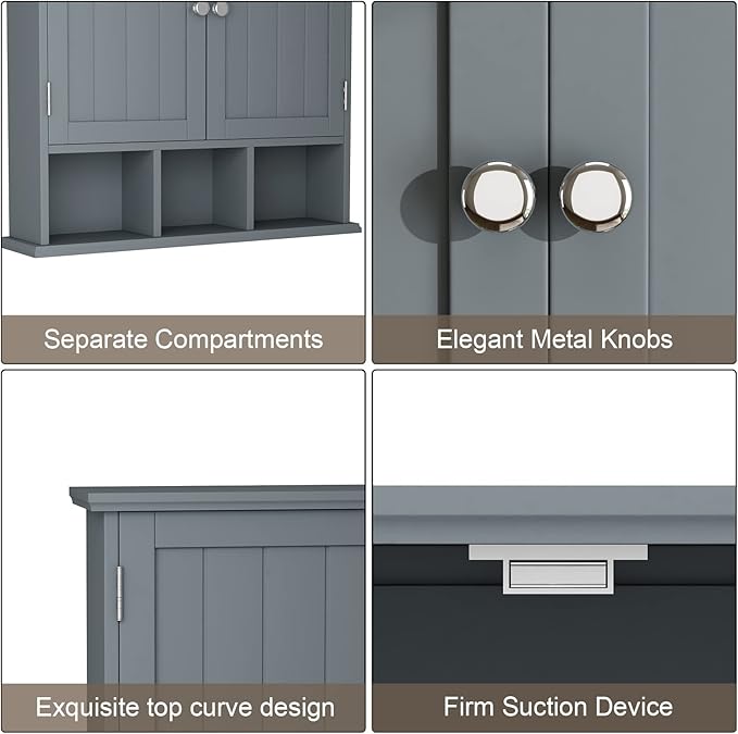 ChooChoo Bathroom Cabinet Wall Mounted 2-Door - Image 5