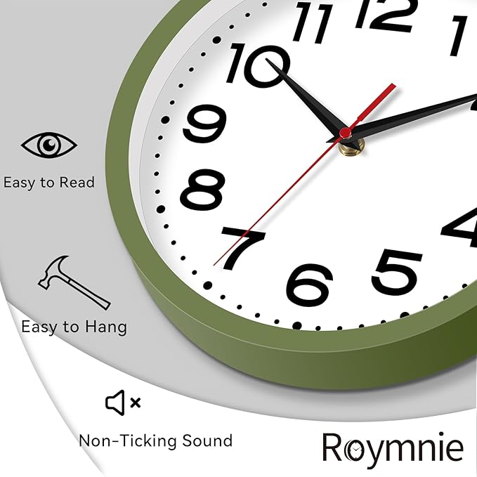 Roymnie Wall Clock Silent Non-Ticking Modern Clock Battery Operated 8 Inch - Image 7