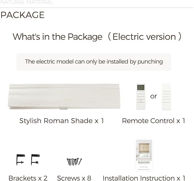 TWOPAGES Natural Woven Motorized Roman Shades, Custom Remote Control Bamboo - Image 7