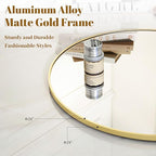 VooBang Gold Round Bathroom Mirror, 24 inch Circle Wall Mounted Hanging Mirror - Image 2