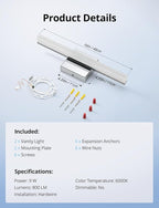 Combuh LED Bathroom Vanity Light Bar 16 Inch 9W IP44 Over Mirror Lighting - Image 9