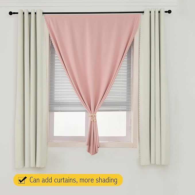 Thermal Blackout Curtains with Self-Adhesive Tape, No Rod No Drill Easy Install - Image 8