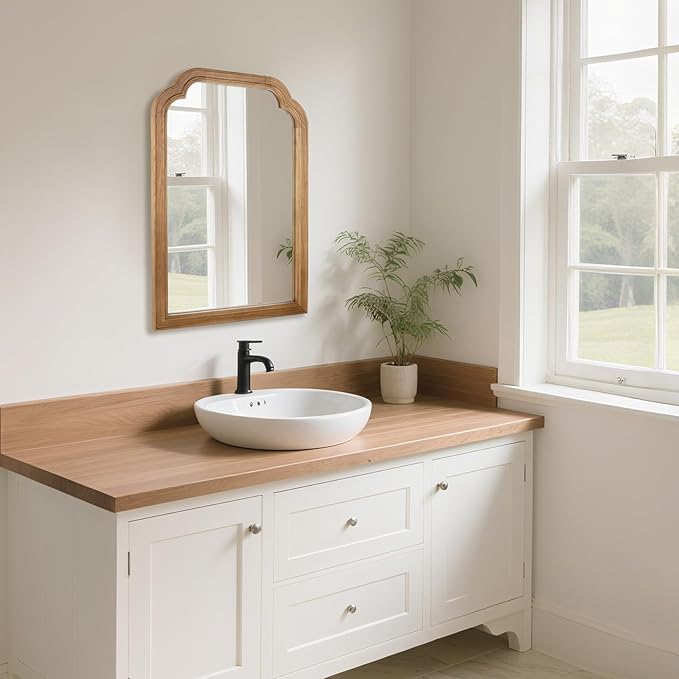 Wood Bathroom Mirror for Wall, 24 x 16 Inch Decorative Wall Mirror - Image 9