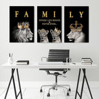 GUBIYU Family Life Begins Never Ends Words Sign Decor Black Gold Wall Art - Image 2