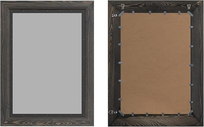 YOSHOOT Rustic Wooden Framed Wall Mirror, Natural Wood and Iron Bathroom Vanity - Image 4