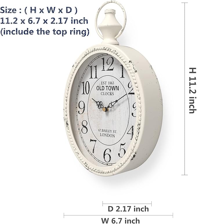 Menterry Small Retro Oval Wall Clock, Antique Old Design, Battery Operated - Image 2