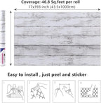 Arthome 17 x 393 inches White Gray, Peel and Stick Wallpaper, Wood Contact Paper - Image 7