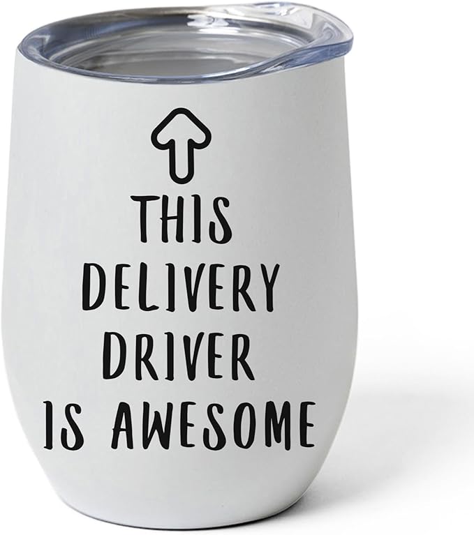 This Delivery Driver Is Awesome Tumbler 12oz Stainless Steel - Funny Vacuum Insulated Cup With Lid Appreciation Gifts for Coworkers