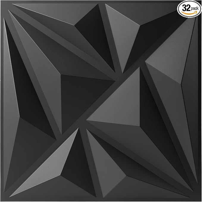 Sonicism 3D Wall Panels Adhesive Area Upgrade 32 Pack, 0.7”x11.8”x11.8” Wall by Sonicism