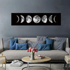 Ohhvvow Moon Phase Wall Art Painting, 47L x 11.8W Black and White Modern - Image 4