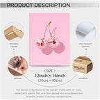 Funky Pink Cherry Poster Retro Disco Ball Canvas Wall Art 12X16 inch Framed - Image 2