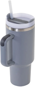 YOGI Ceramic Lined Tumbler with Handle and Straw Lid, Stainless Steel Travel Mug & Water Tumbler, Vacuum Sealed Cup with Handle - 30oz Mystic Slate