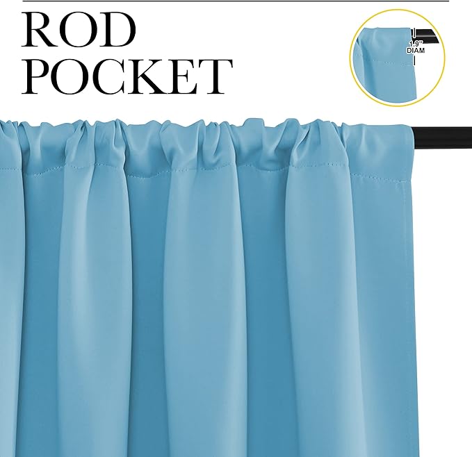 NICETOWN Kitchen Curtains, Short Blackout Drapes, Teal Blue, Thermal Insulated - Image 2