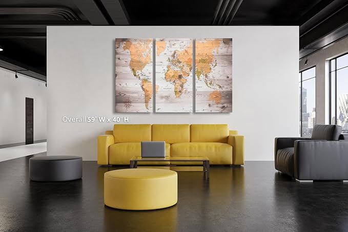 Large world map poster can be directly hung 40"x20"x3 modern framed wall art - Image 2