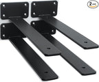 2 Pack - 11 inch Black Hidden L Shelf Bracket Iron Floating Shelf Brackets by MHMYDZ