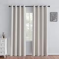 IGEMAEVE Greyish White Curtains 84 Inch Length 2 Panels Set, Light Filtering by IGEMAEVE