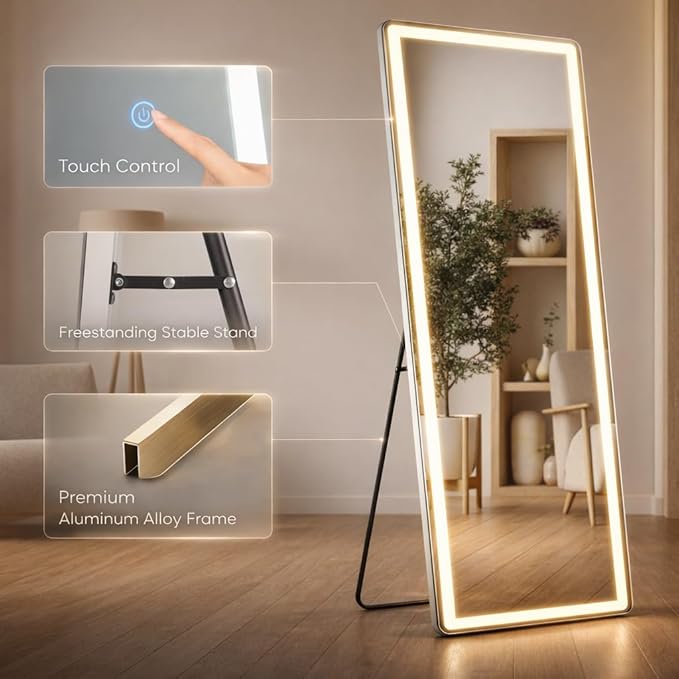 Full Length Mirror with Lights, Full Body Dressing Standing Mirrors with - Image 5