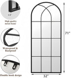 Dewfig 71"x32" Arched Window pane Full Length Mirror, Wall Mirror, Floor - Image 7