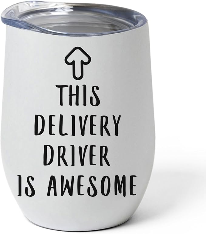This Delivery Driver Is Awesome Tumbler 12oz Stainless Steel - Funny Vacuum Insulated Cup With Lid Appreciation Gifts for Coworkers