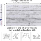 Arthome 11 x 100 inches White Gray, Peel and Stick Wallpaper, Wood Contact Paper - Image 7