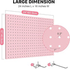 Peg Board, 2 Pack Metal Pegboard Panels Pink Pegboards Wall Organizer - Image 2