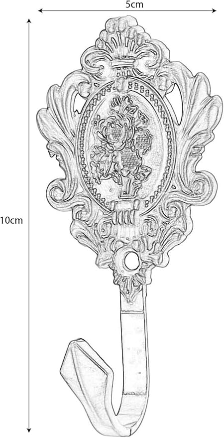 4Pcs Curtain Tiebacks Hook Vintage Bronze Rose Pattern Carved Wall Hooks Key - Image 3