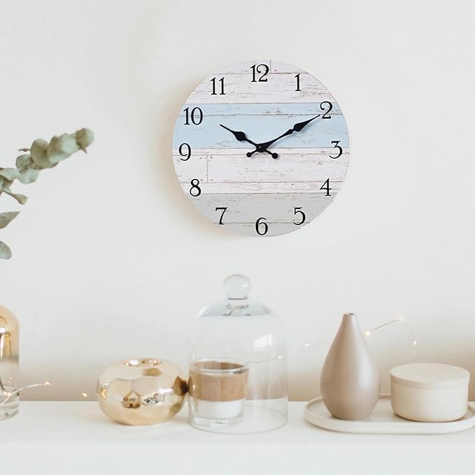 KECYET Wall Clock 8 Inch Silent Non-Ticking Coastal Beach Style Wall Clocks - Image 4