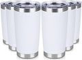 20 oz Tumbler Stainless Steel Tumblers Bulk with Lid Double Wall Insulated Coffee Tumbler Cups for Hot & Cold Drinks Powder Coated Travel Coffee Tumbler Mug Metal (White, 6 pack)