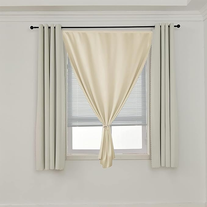 AJAZZ 100% Black Out Curtains Adhesive Blackout Temporary Curtain Rod No - Image 8