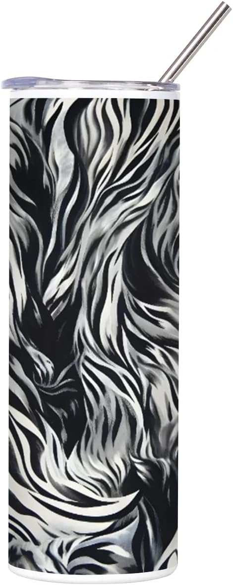 Zebra Marble Pattern 20 oz Tumbler with Lid and Straw Travel Coffee Mug Spill Proof Stainless Steel Double Wall Vacuum Insulated Cup