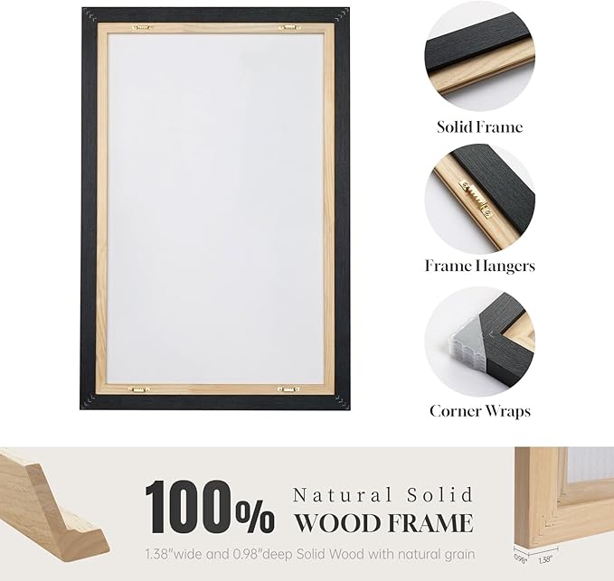 Framed Black and White Abstract Wall Art, 3 Piece Modern Canvas Prints - Image 6