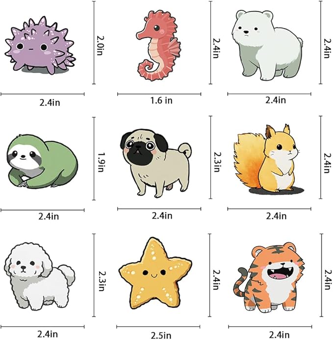 Animal Stickers 100PCS, Water Bottle Stickers for Teens/Kids, Kawaii Cartoon Stickers for Skateboard Laptop