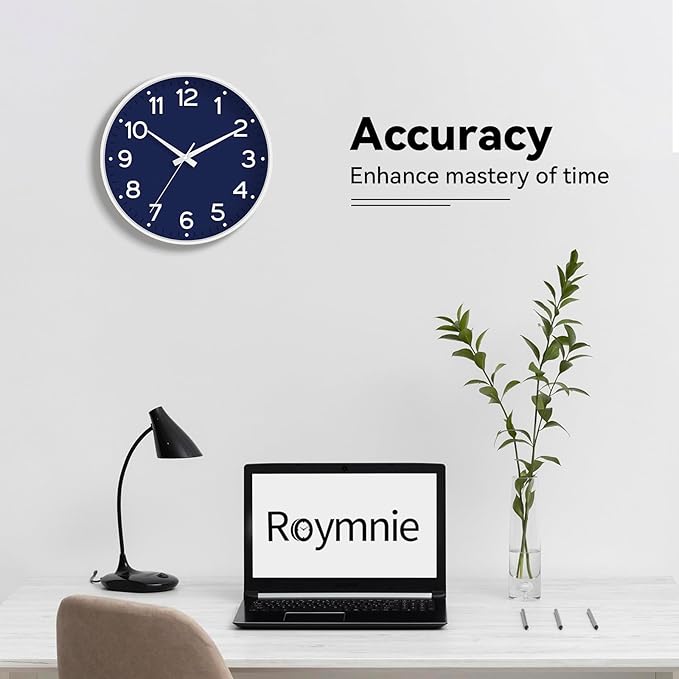 Roymnie Wall Clock 12 Inch Silent Wall Clocks Battery Operated- Modern Non - Image 7