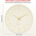 Foxtop Modern Wall Clock Silent Non Ticking Battery Operated Quartz Round Wall - Image 2