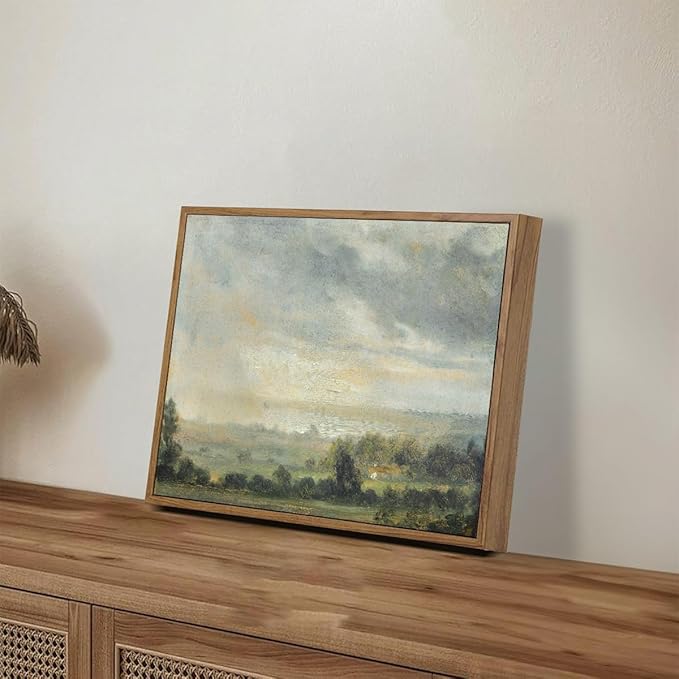 OIQArtOIQ Vintage Framed Wall Art Pastoral Landscape Canvas Art Prints Rustic - Image 5