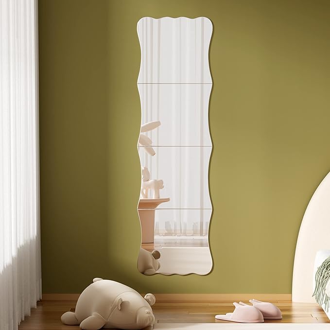 Wavy Shatterproof Full Length Wall Mirror Tiles, Unbreakable Acrylic Safety - Image 6