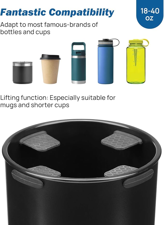 JOYTUTUS Car Cup Holder Extender with Interior Lift, Car Cup Holder Adapter Fit Most Cup Holder,Compatible YETI, Hydro Flask, Large for Hold 18-40 oz Bottles, Other in 3.4-3.8 inch