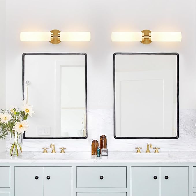 Wall Sconces Set of Two, Hardwired Brushed Gold Bathroom Sconces Wall Lighting - Image 5