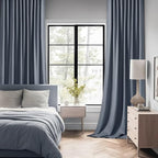 MIULEE Stone Blue Back Tab Blackout Curtains 120 Inch Long 2 Panels Set - Image 2