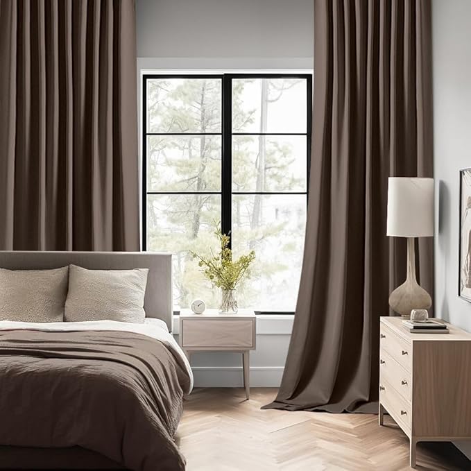 MIULEE Chocolate Brown Back Tab Blackout Curtains 108 Inch Long 2 Panels Set - Image 2