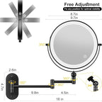 9" Wall Mounted Lighted Makeup Mirror, 4000mAh Rechargeable Double Sided 1X/10X - Image 6