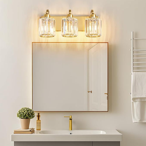3-Light Gold Bathroom Light Fixtures, Modern Bathroom Vanity Lights Fixture - Image 2