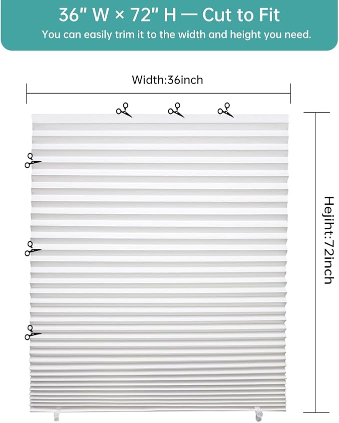 Changshade 12 Pack Temporary Shades, Pleated Paper Blinds - Image 3