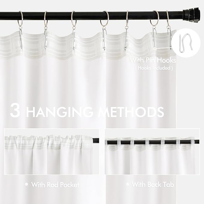 MIULEE Pure White Back Tab Light Blocking Curtains 72 Inch Length 2 Panels Set - Image 3
